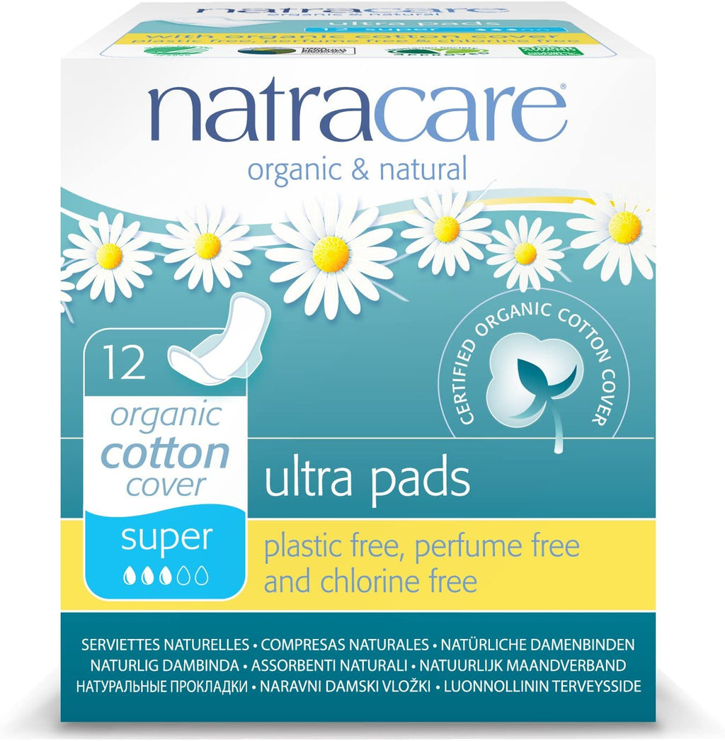 12 Ultra feminine pads organic cotton super absorbency Natracare