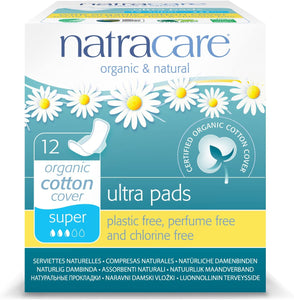 12 Ultra feminine pads organic cotton super absorbency Natracare