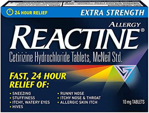 Allergy 24 hour relief, Reactine extra strength ,10 tablets