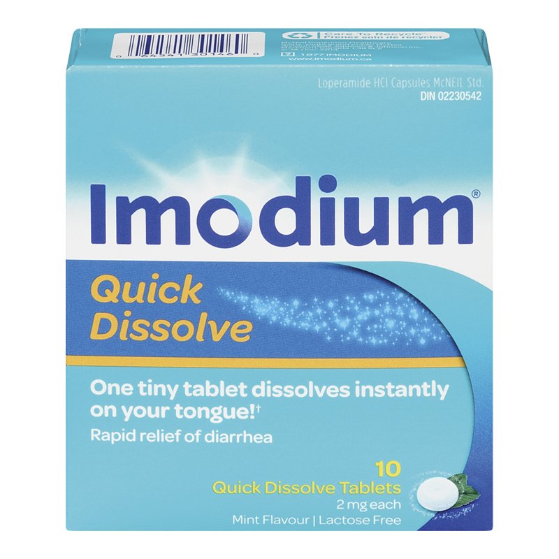 Imodium, Rapid Relief of diarrhea 10 tablets quick dissolve