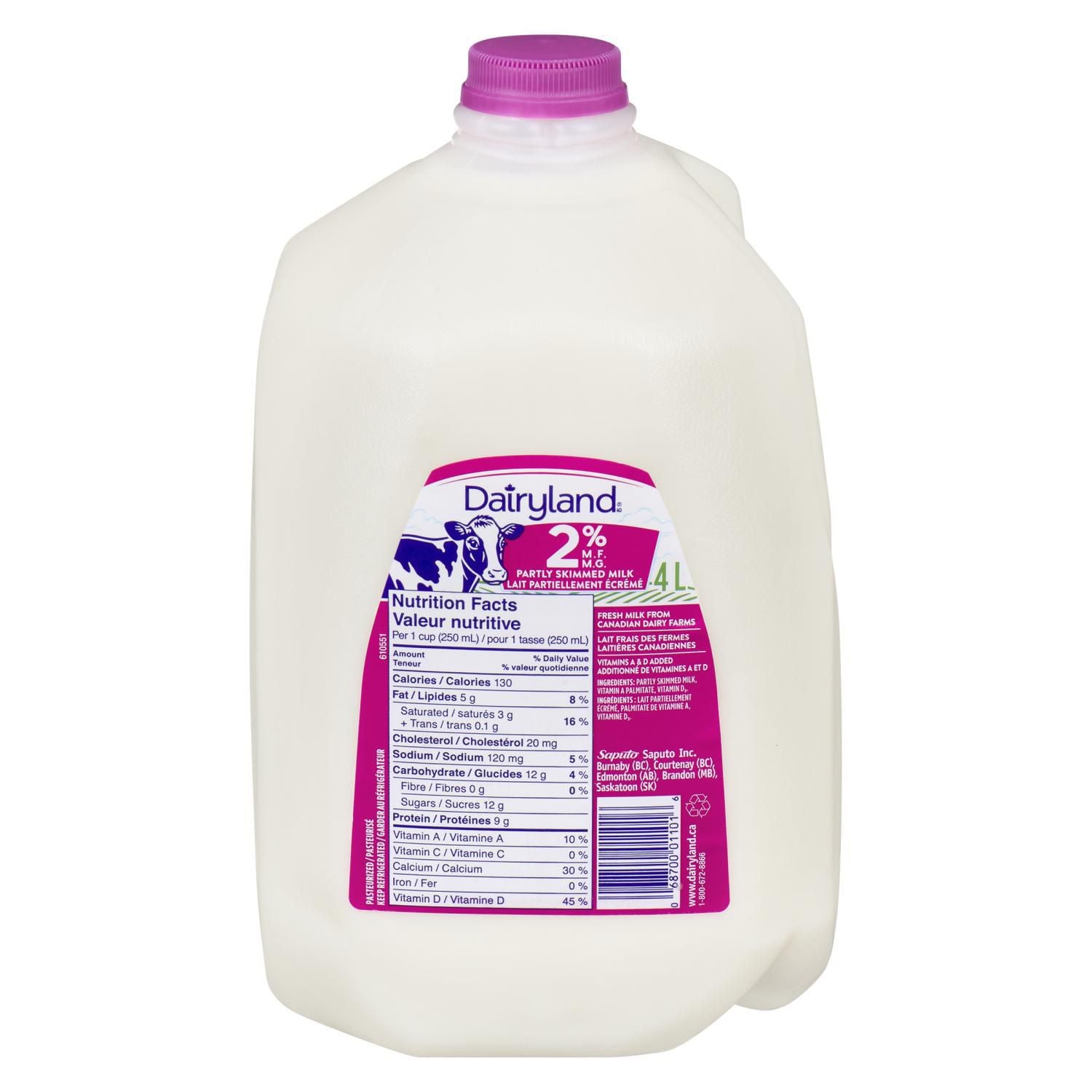 Milk 2%, Dairyland, 4L