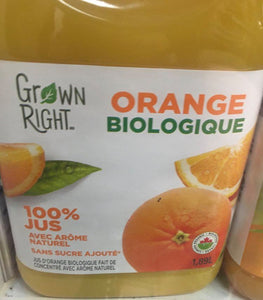 Orange Juice Organic 1.80L Grown Right
