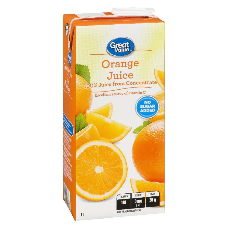 Orange Juice, Great Value 1L