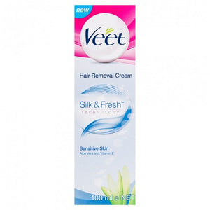 Veet Hair removal cream silk and fresh for sensitive skin with aloes vera & vitamin e 100ml